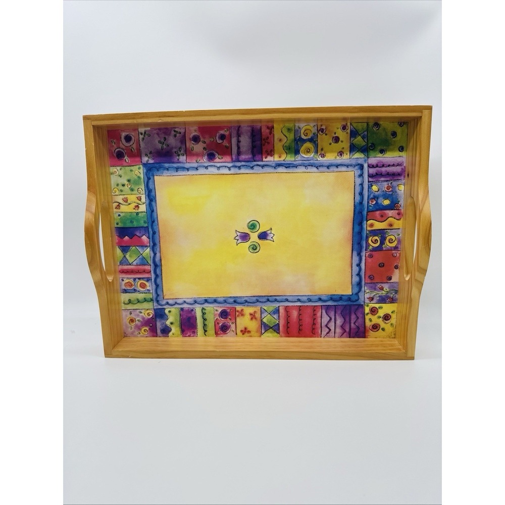 Sango Sue Zipkin The Sweet Shoppe Vintage Wooden Serving Tray Patchwork Wood